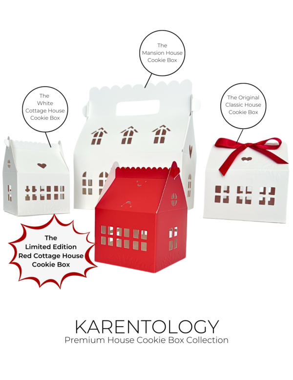 Small Red Cottage House Cookie Boxes with Business Card Holder (30 pack set) - Image 2