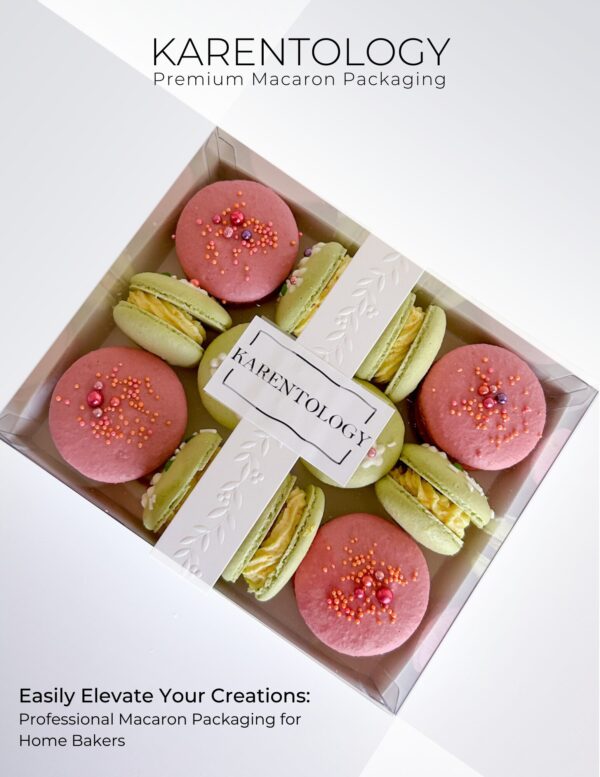 Elegant, Minimalist Macaron Packaging with Base, Insert, Clear Lid and Embossed Ribbon Band (20-pack) - Image 6