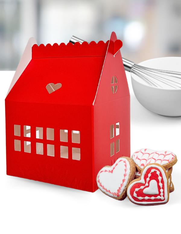 Small Red Cottage House Cookie Boxes with Business Card Holder (30 pack set) - Image 5