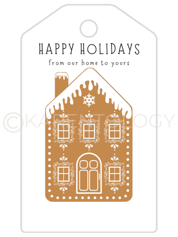 Gingerbread House Gift Tag - Instant Download, Editable, Printable